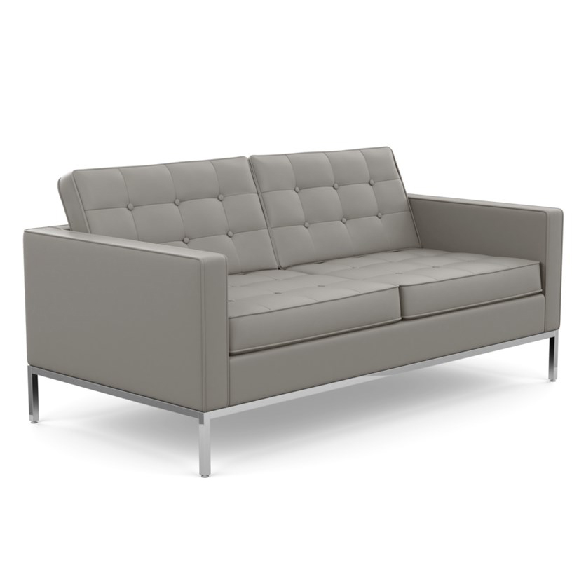 KNOLL canapé à 2 places FLORENCE en cuir (Volo Flint - Revêtement Cat. X et structure en acier chrom