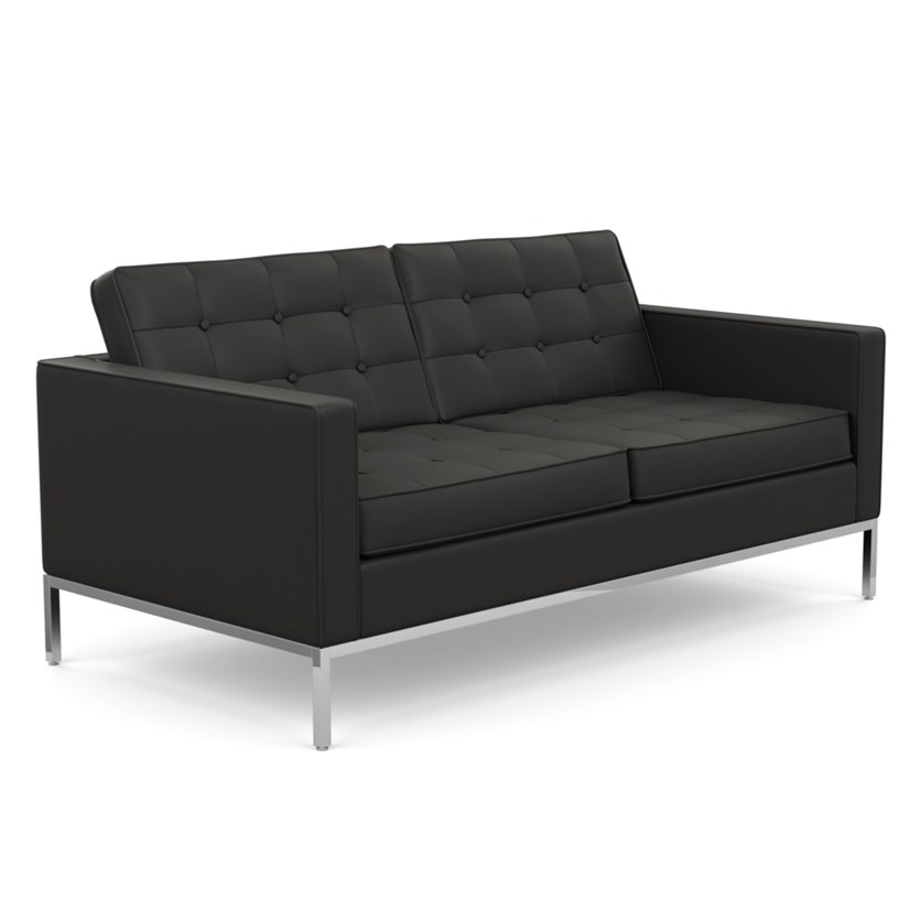 KNOLL canapé à 2 places FLORENCE en cuir (Acqua Black Sea - Revêtement Cat. Y et structure en acier