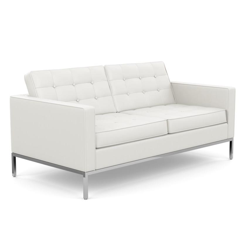 KNOLL canapé à 2 places FLORENCE en cuir (Acqua Bering Sea - Revêtement Cat. Y et structure en acier