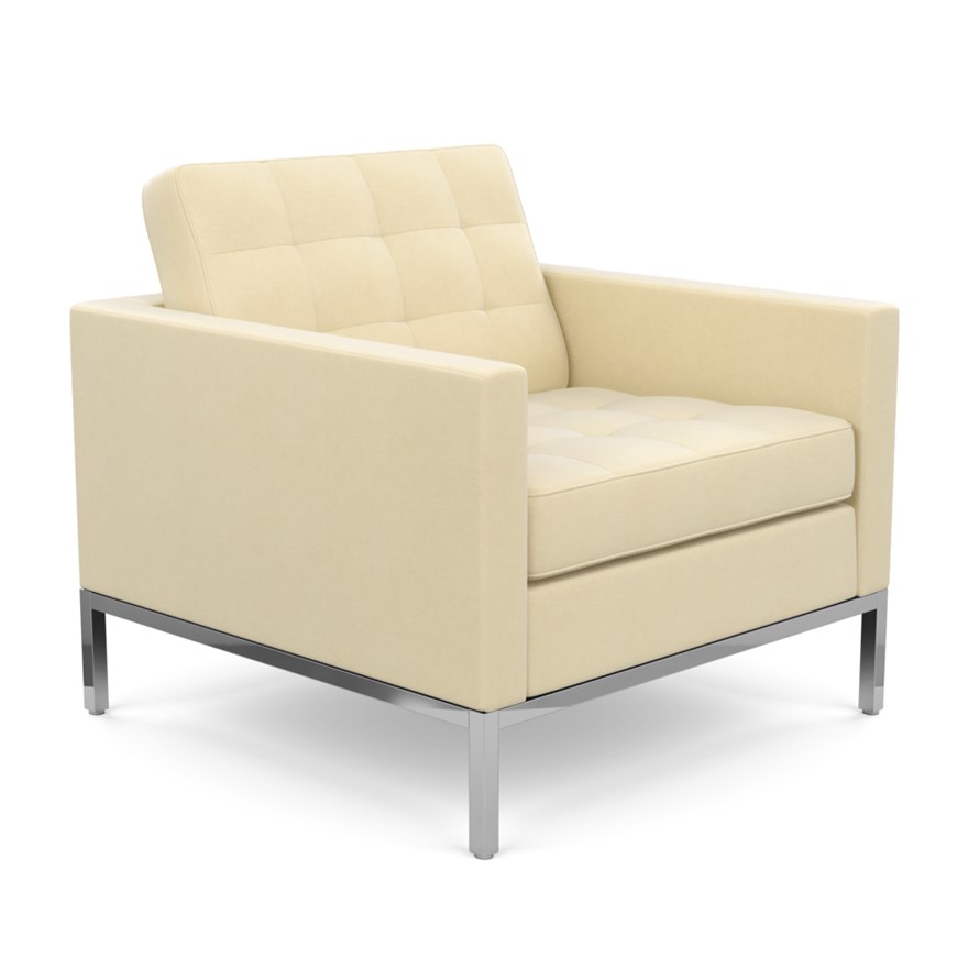 KNOLL fauteuil FLORENCE en tissu (Circa Ivory - Revêtement Cat. C et structure en acier chromé)