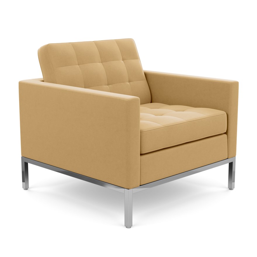 KNOLL fauteuil FLORENCE en tissu (Circa Camel - Revêtement Cat. C et structure en acier chromé)