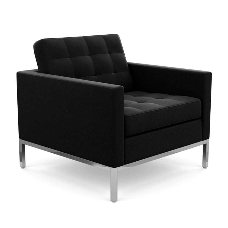 KNOLL fauteuil FLORENCE en tissu (Circa Black - Revêtement Cat. C et structure en acier chromé)