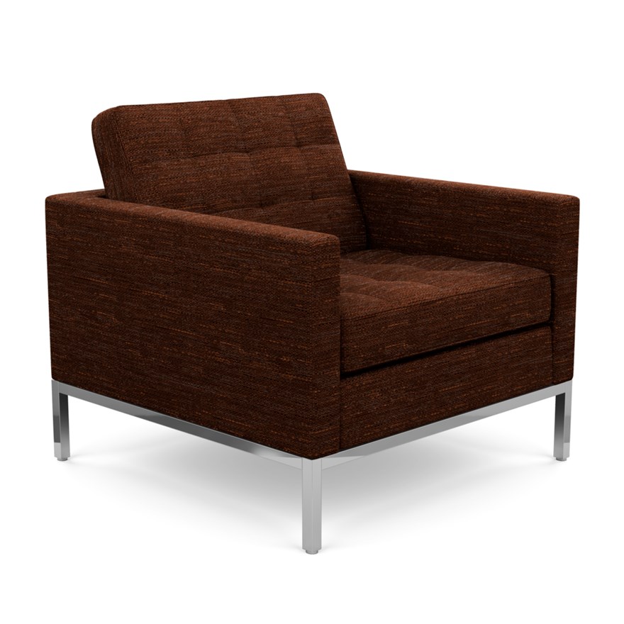 KNOLL fauteuil FLORENCE en tissu (Rivington Bittersweet - Revêtement Cat. S et structure en acier ch