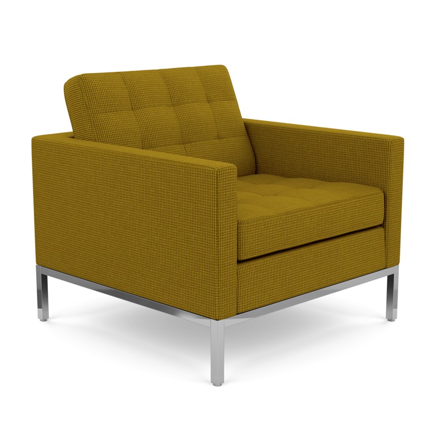 KNOLL fauteuil FLORENCE en tissu (Cato Green - Revêtement Cat. B et structure en acier chromé)