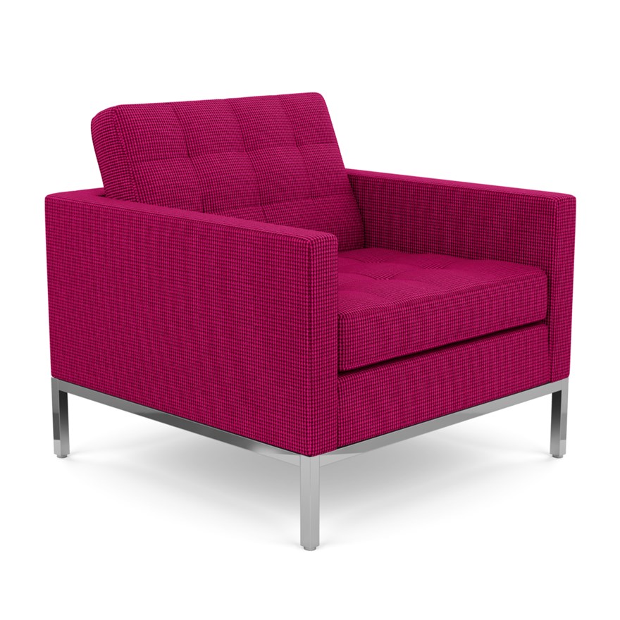 KNOLL fauteuil FLORENCE en tissu (Cato Hot Pink - Revêtement Cat. B et structure en acier chromé)