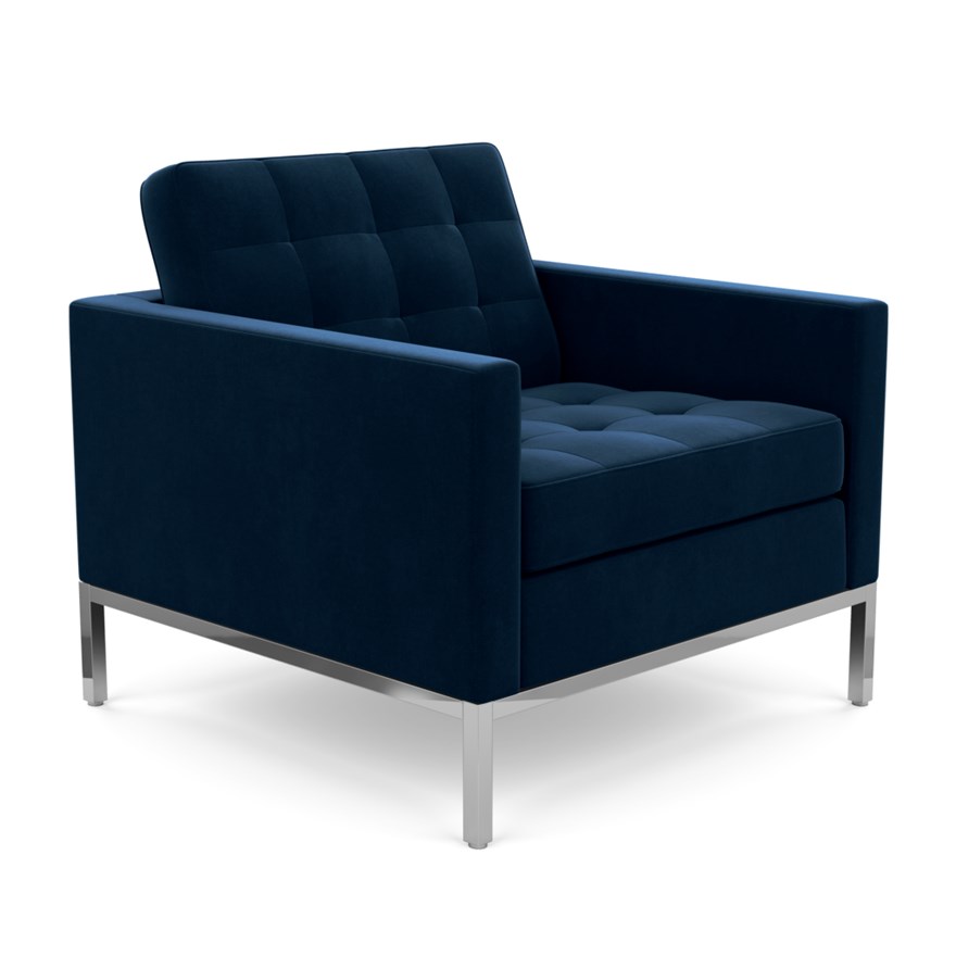 KNOLL fauteuil FLORENCE en tissu (Knoll Velvet Aviator - Revêtement Cat. B et structure en acier chr