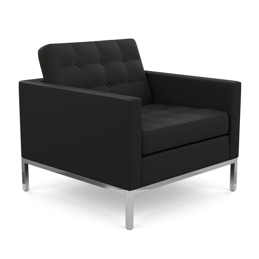 KNOLL fauteuil FLORENCE en cuir (Volo Black - Revêtement Cat. W et structure en acier chromé)