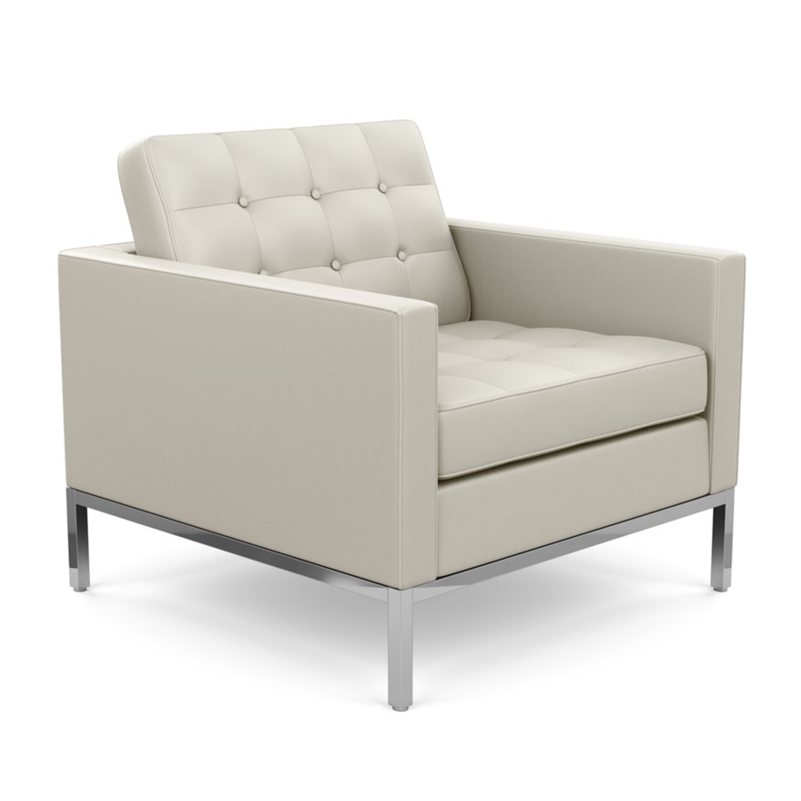 KNOLL fauteuil FLORENCE en cuir (Acqua Puget Sound - Revêtement Cat. Y et structure en acier chromé)