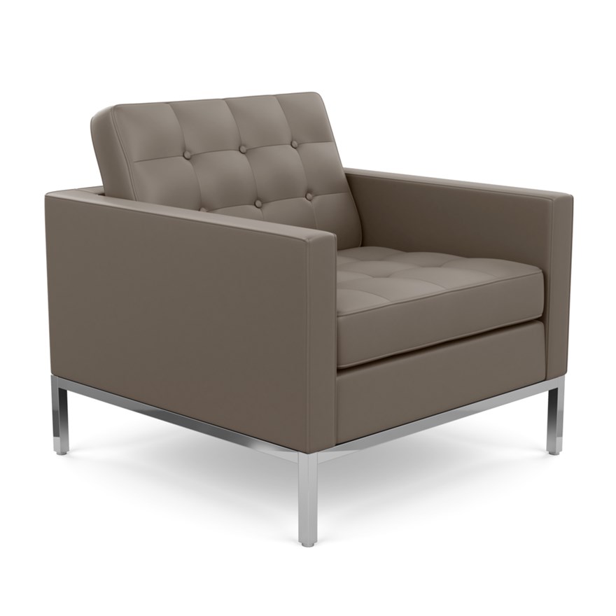 KNOLL fauteuil FLORENCE en cuir (Acqua Aquitania - Revêtement Cat. Y et structure en acier chromé)