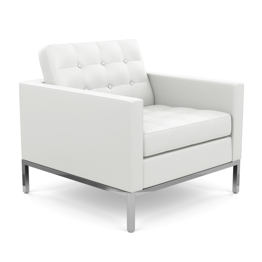 KNOLL fauteuil FLORENCE en cuir (Sabrina White - Revêtement Cat. Z et structure en acier chromé)