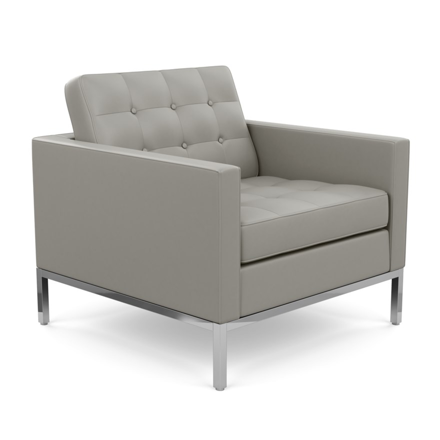 KNOLL fauteuil FLORENCE en cuir (Sabrina Cannes - Revêtement Cat. Z et structure en acier chromé)