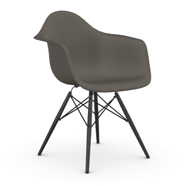 VITRA chaise avec piètement noir Eames Plastic Armchair DAW NOUVELLES DIMENSIONS (gris granit - Poly
