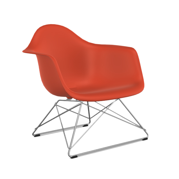 VITRA chaise fauteuil Eames Plastic Armchair LAR (Rouge coquelicot - Acier chromé / Polypropylène)