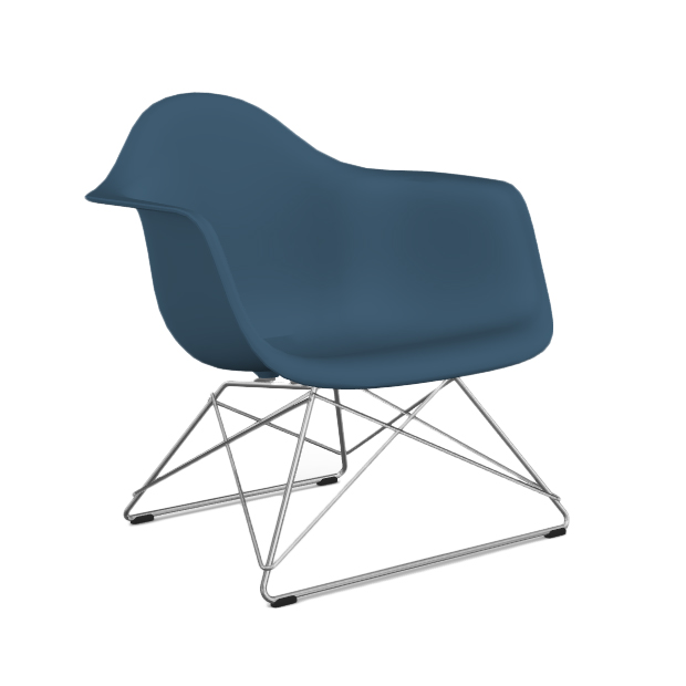 VITRA chaise fauteuil Eames Plastic Armchair LAR (Bleu Marine - Acier chromé / Polypropylène)