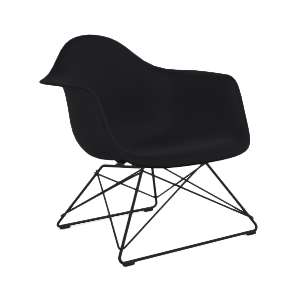 VITRA chaise fauteuil avec piètement noir Eames Plastic Armchair LAR (Noir intense - Acier verni / P