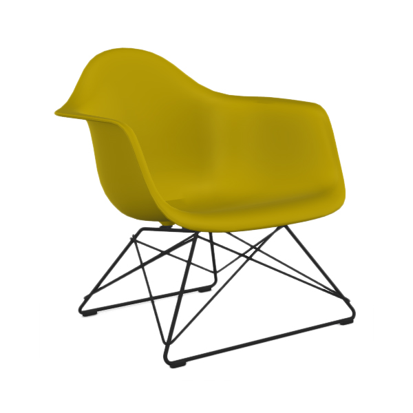 VITRA chaise fauteuil avec piètement noir Eames Plastic Armchair LAR (Moutarde - Acier verni / Polyp