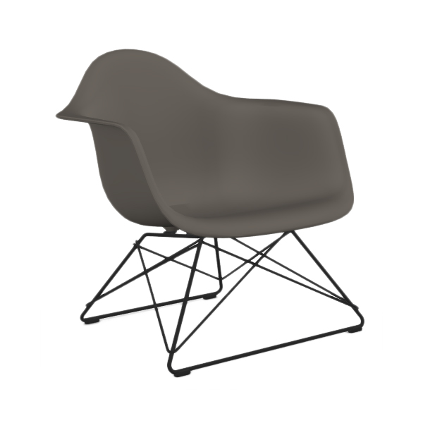 VITRA chaise fauteuil avec piètement noir Eames Plastic Armchair LAR (gris granit - Acier verni / Po