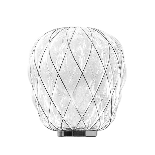FONTANA ARTE lampe de table PINECONE Ø 30 cm (Transparente / Cage chromée - Verre soufflé et métal)