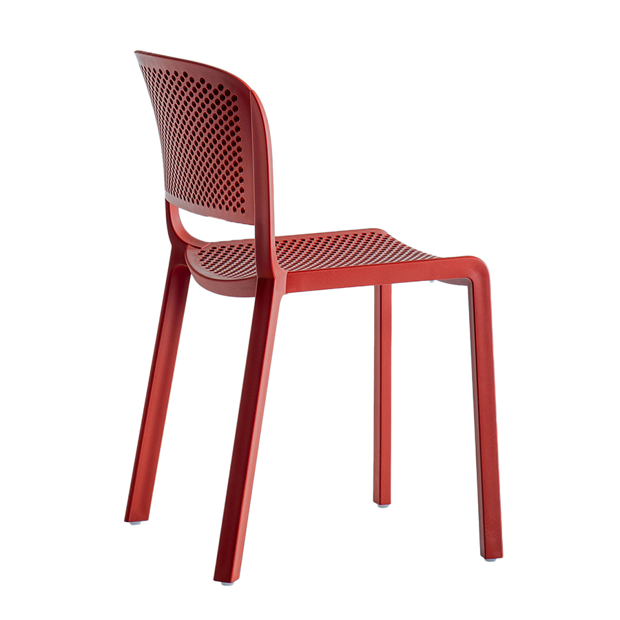 PEDRALI set de 4 chaises perforé DOME 261 (Rouge - Polypropylène avec fibre de verre)