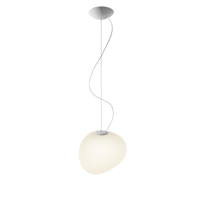 FOSCARINI lampe à suspension GREGG MOYENNE (blanc à LED dimmable - verre soufflé traité à l'acide)