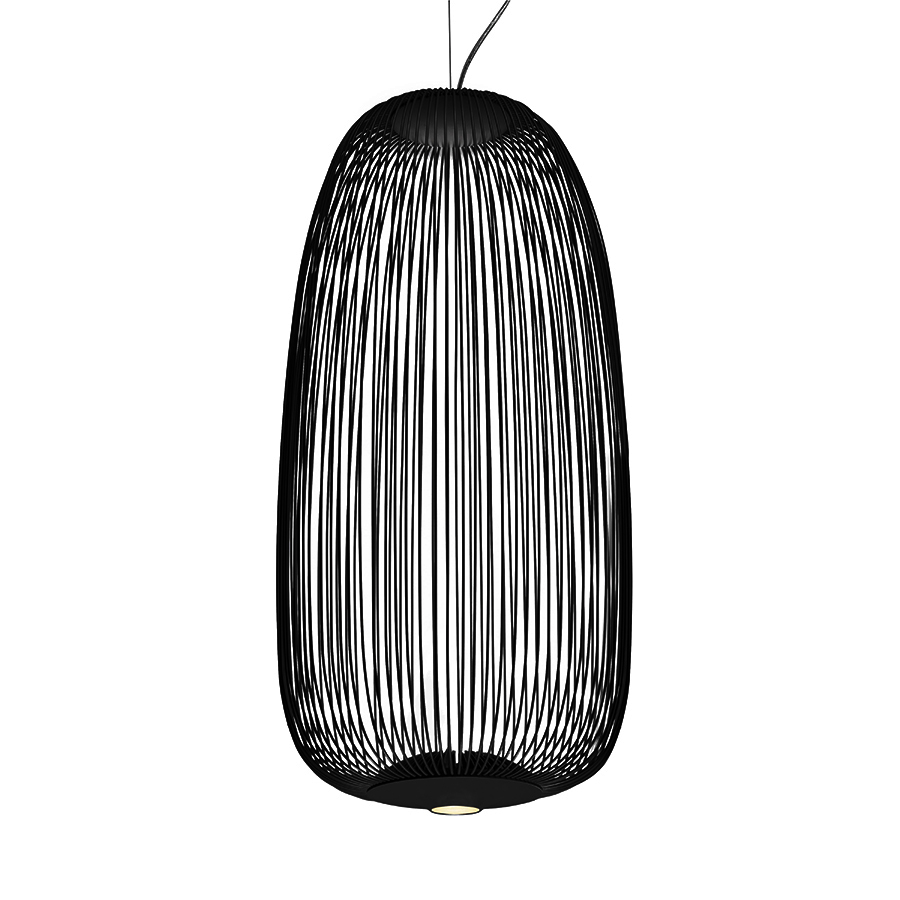 FOSCARINI lampe à suspension SPOKES 1 LED (ON/OFF / Noir - Acier et aluminium vernis)