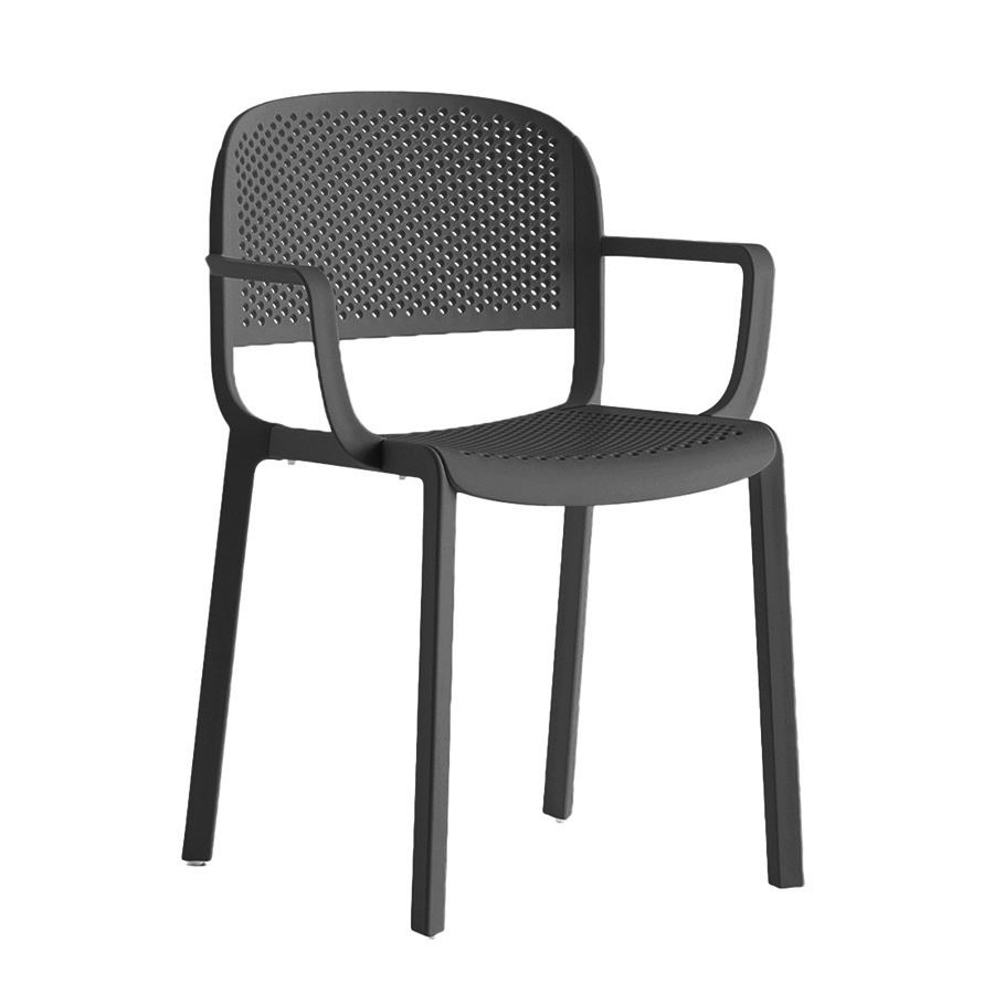 PEDRALI set de 4 chaises perforé avec accoudoirs DOME 266 (Gris anthracite - Polypropylène avec fibr