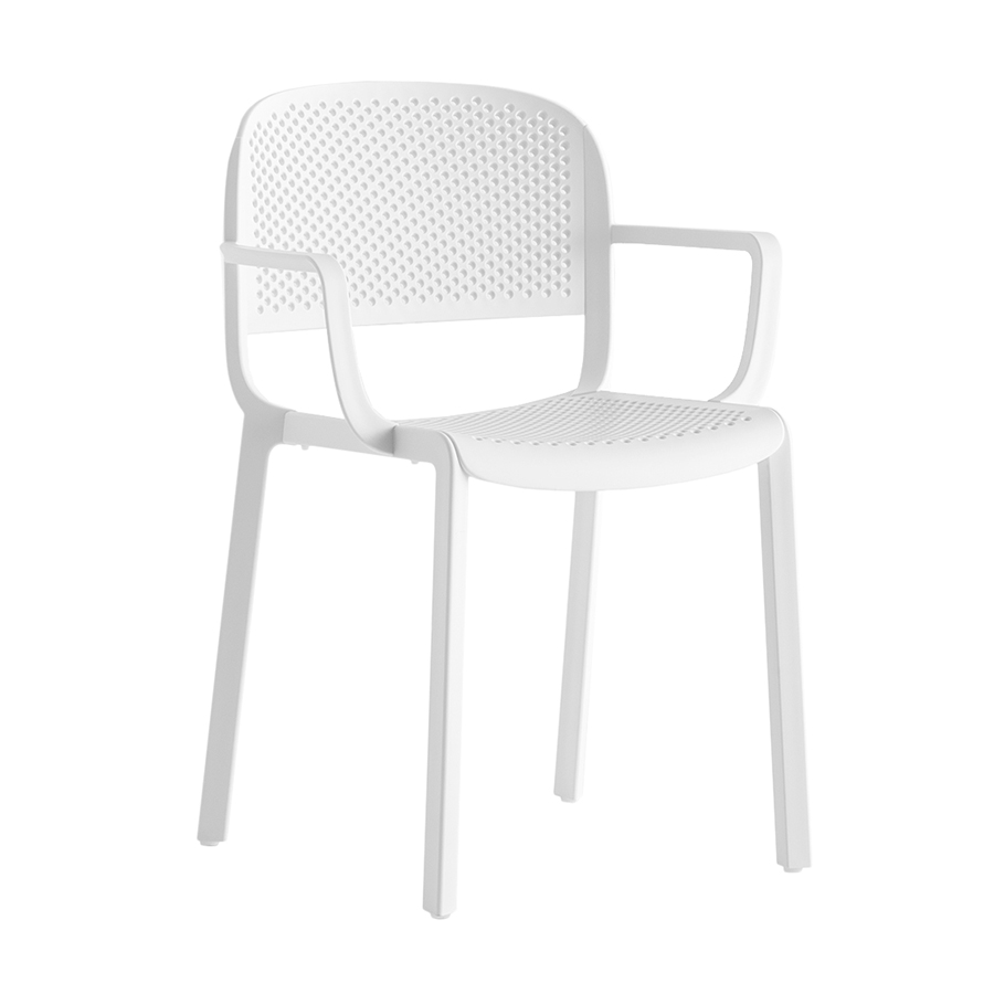 PEDRALI set de 4 chaises perforé avec accoudoirs DOME 266 (Blanc - Polypropylène avec fibre de verre