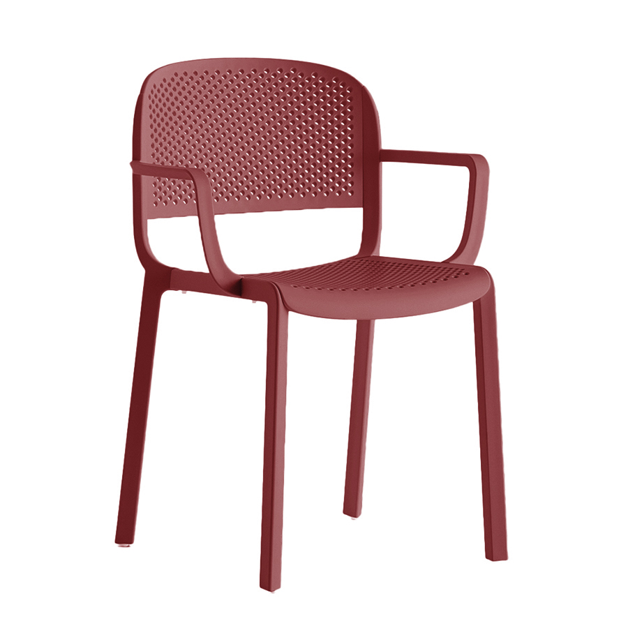 PEDRALI set de 4 chaises perforé avec accoudoirs DOME 266 (Rouge - Polypropylène avec fibre de verre