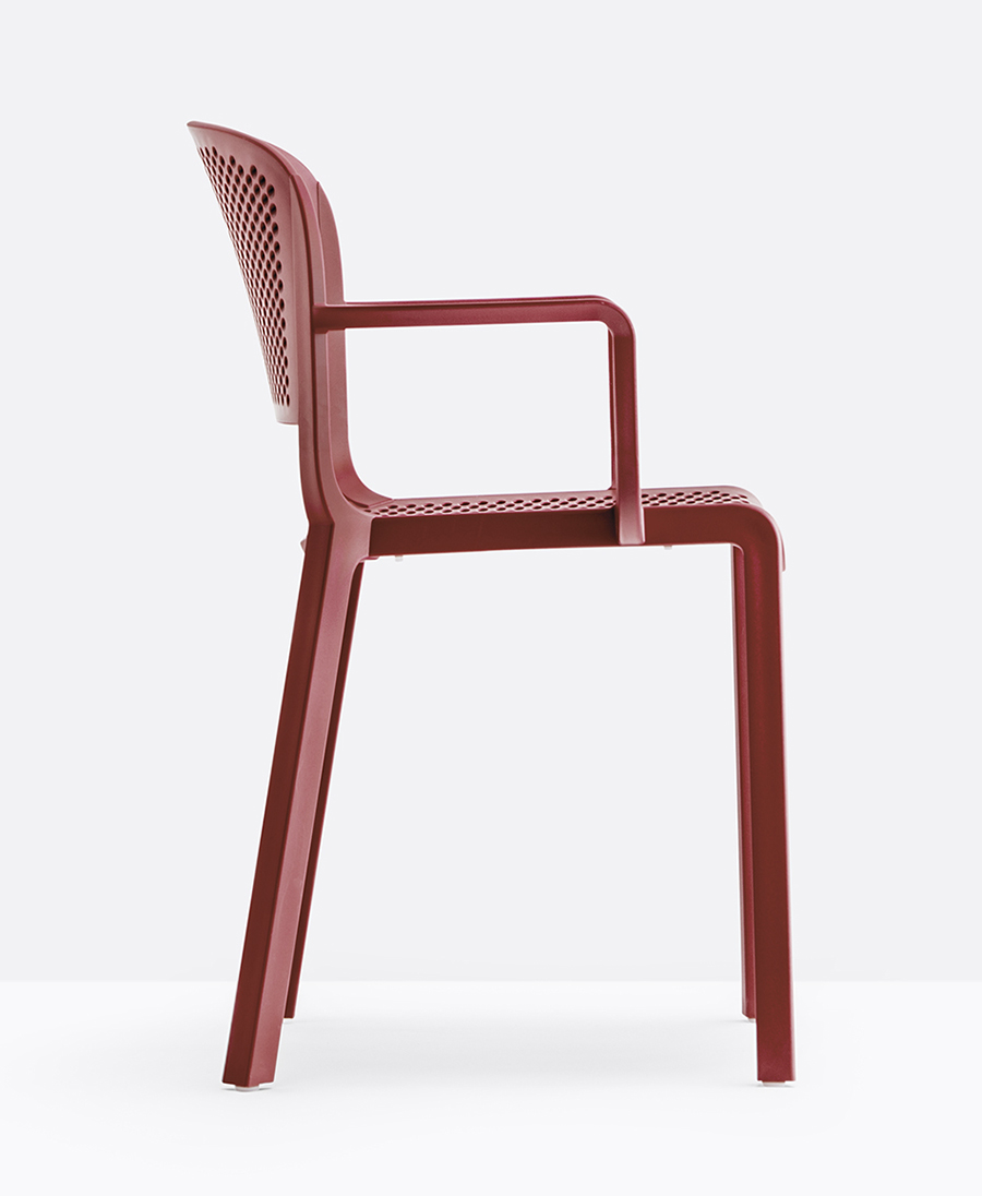 PEDRALI set of 4 perforated chairs with arms DOME 266