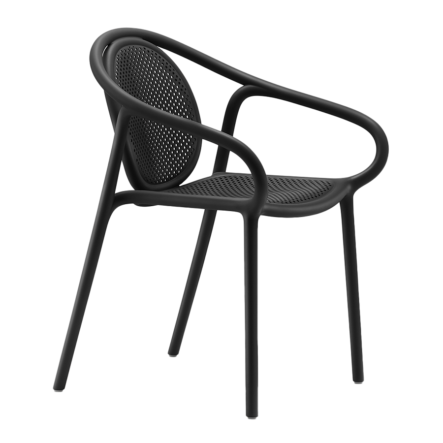 PEDRALI set de 4 chaises perforé avec accoudoirs REMIND (Noir - Polypropylène avec fibre de verre)