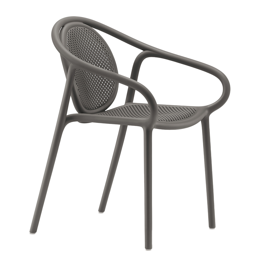 PEDRALI set de 4 chaises perforé avec accoudoirs REMIND (Gris - Polypropylène avec fibre de verre)