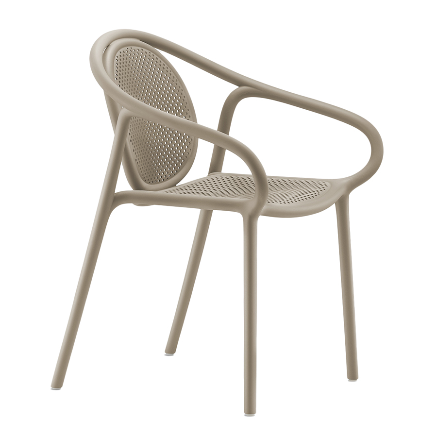 PEDRALI set de 4 chaises perforé avec accoudoirs REMIND (Sable - Polypropylène avec fibre de verre)