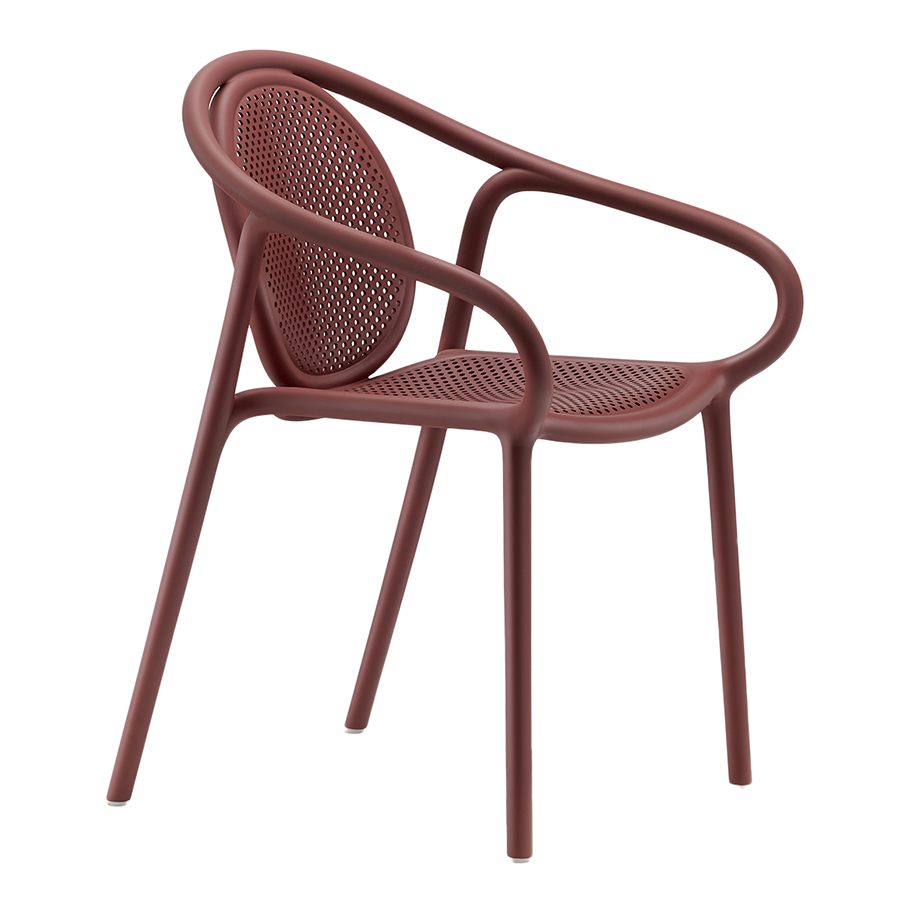 PEDRALI set de 4 chaises perforé avec accoudoirs REMIND (Rouge - Polypropylène avec fibre de verre)