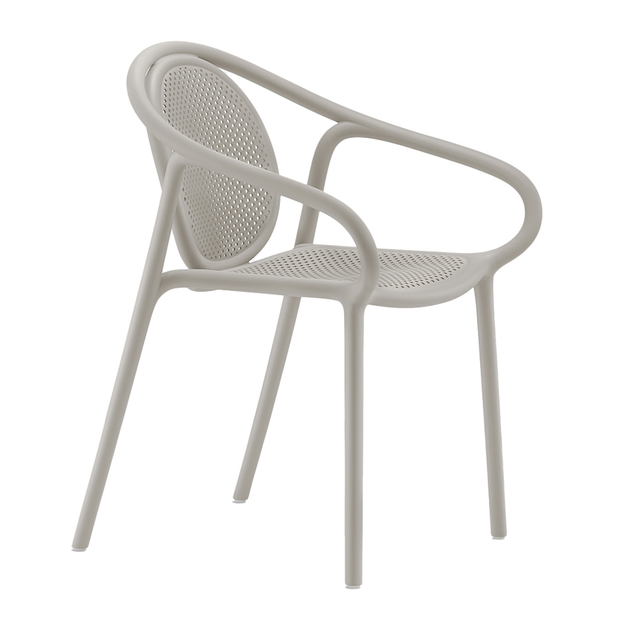 PEDRALI set de 4 chaises perforé avec accoudoirs REMIND (Beige - Polypropylène avec fibre de verre)