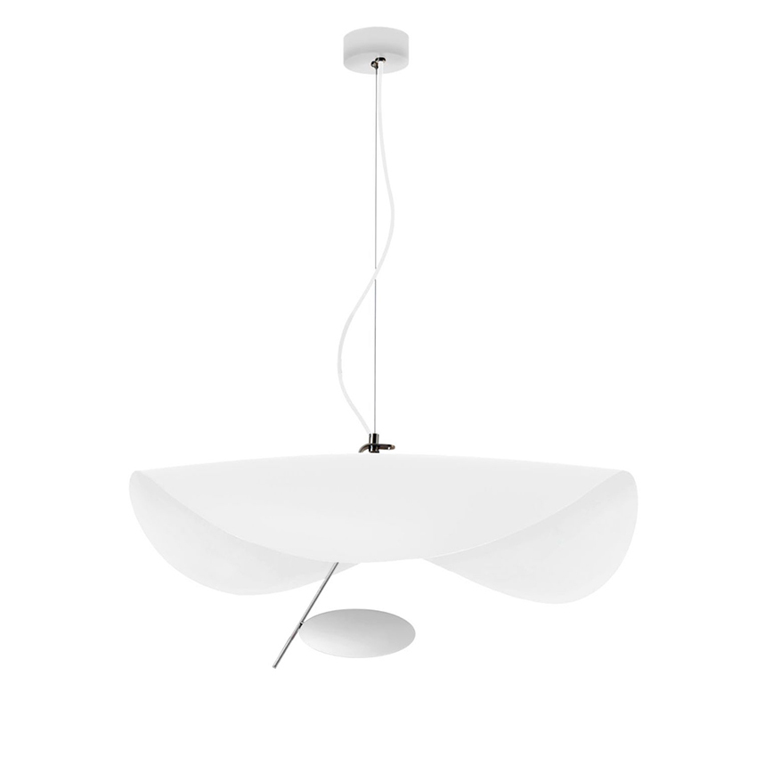 CATELLANI & SMITH lampe à suspension LEDERAM MANTA S1 (Blanc / tige satiné / disque blanc - Métal)