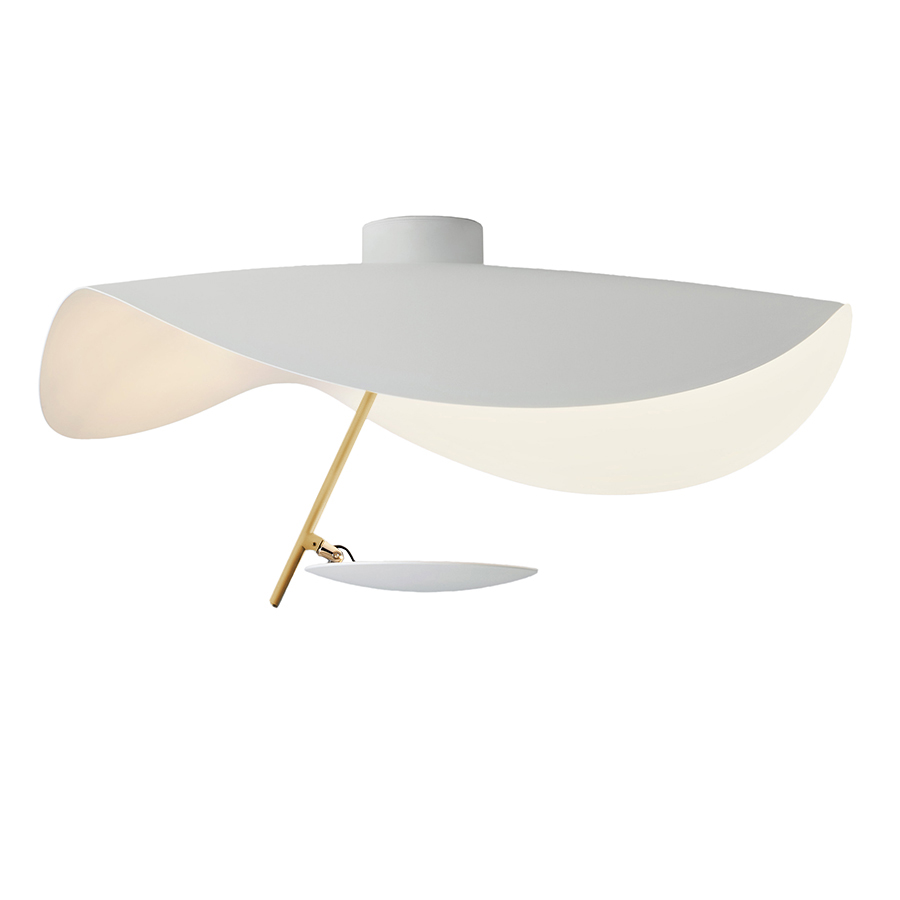 CATELLANI & SMITH lampe murale applique ou de plafond LEDERAM MANTA CWS1 (Blanc / tige or / disque b