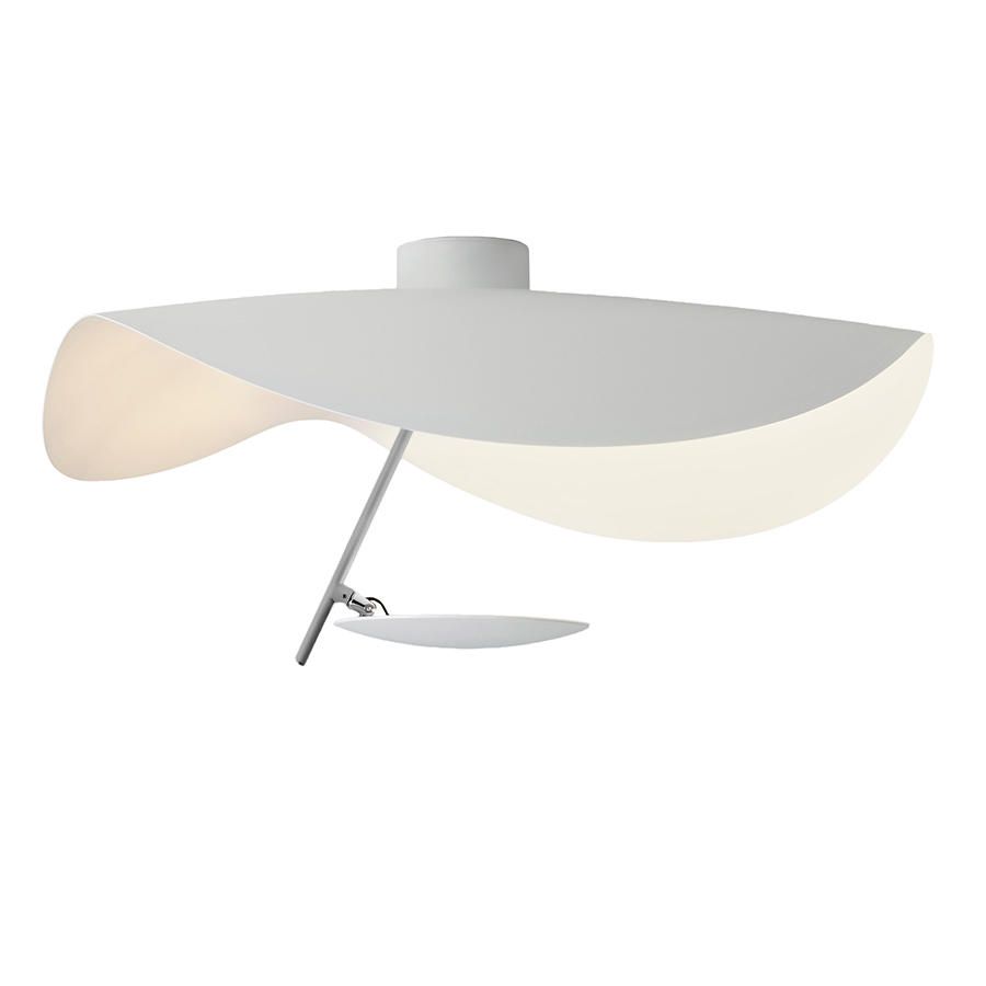 CATELLANI & SMITH lampe murale applique ou de plafond LEDERAM MANTA CWS1 (Blanc / tige satiné / disq