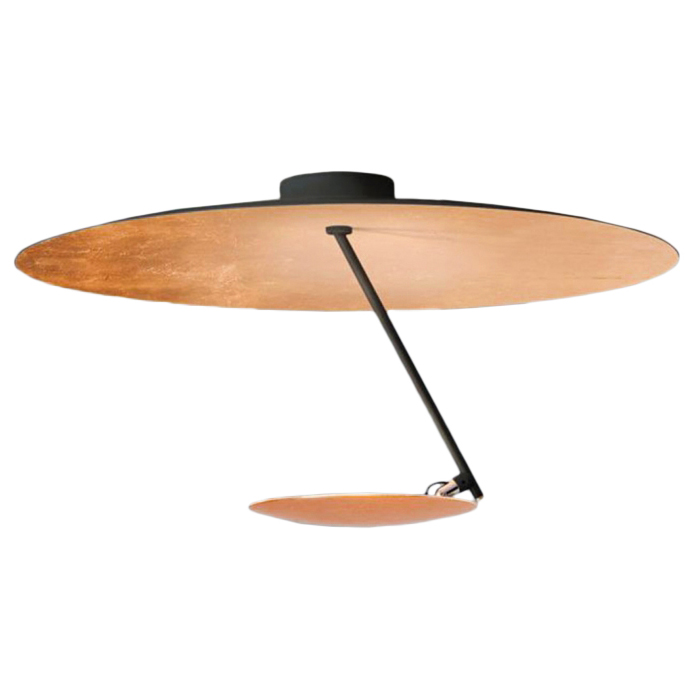 CATELLANI & SMITH lampe de plafond LEDERAM C180 (Noir et cuivre / tige noire / disque cuivre - Métal