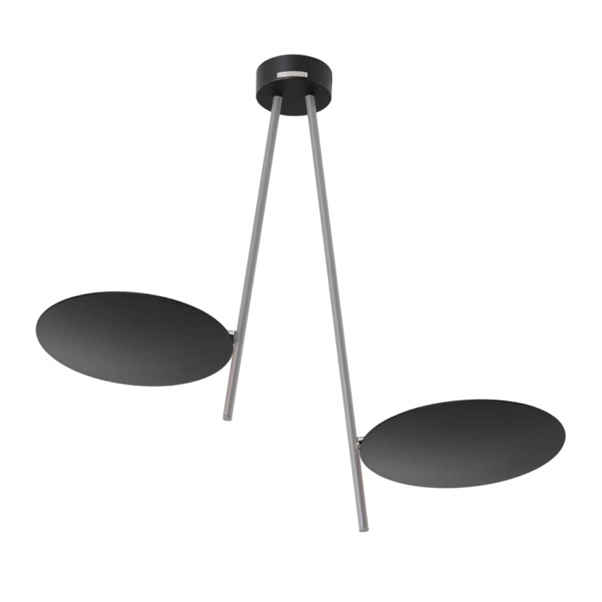 CATELLANI & SMITH lampe de plafond LEDERAM C2 (Tige satiné / disque noir - Métal)