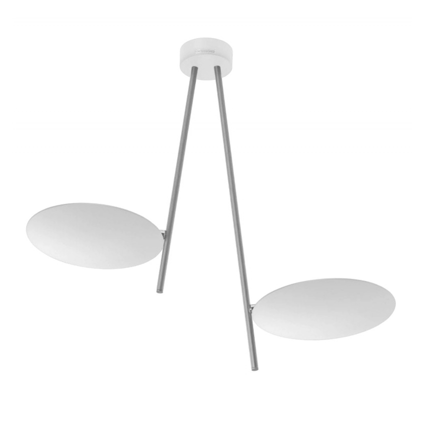 CATELLANI & SMITH lampe de plafond LEDERAM C2 (Tige satiné / disque blanc - Métal)