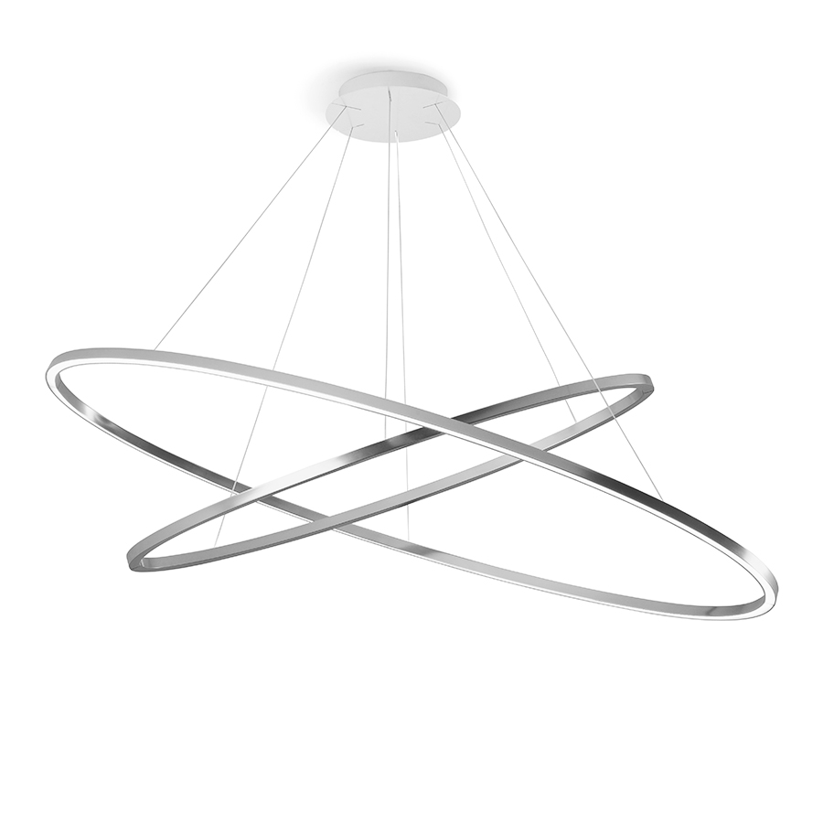 NEMO lampe à suspension ELLISSE DOUBLE (Brillant, 2700K - Aluminium)