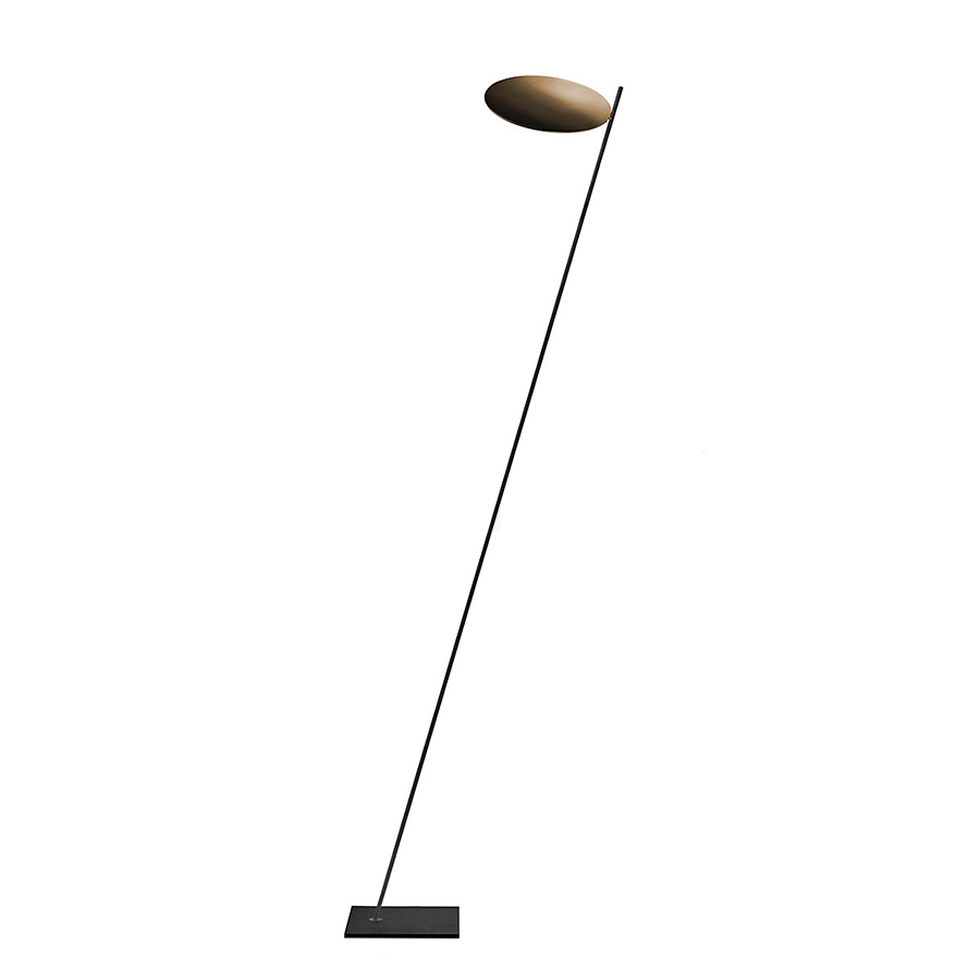 CATELLANI & SMITH lampadaire LEDERAM F0 (Tige noire / disque laiton - Métal)