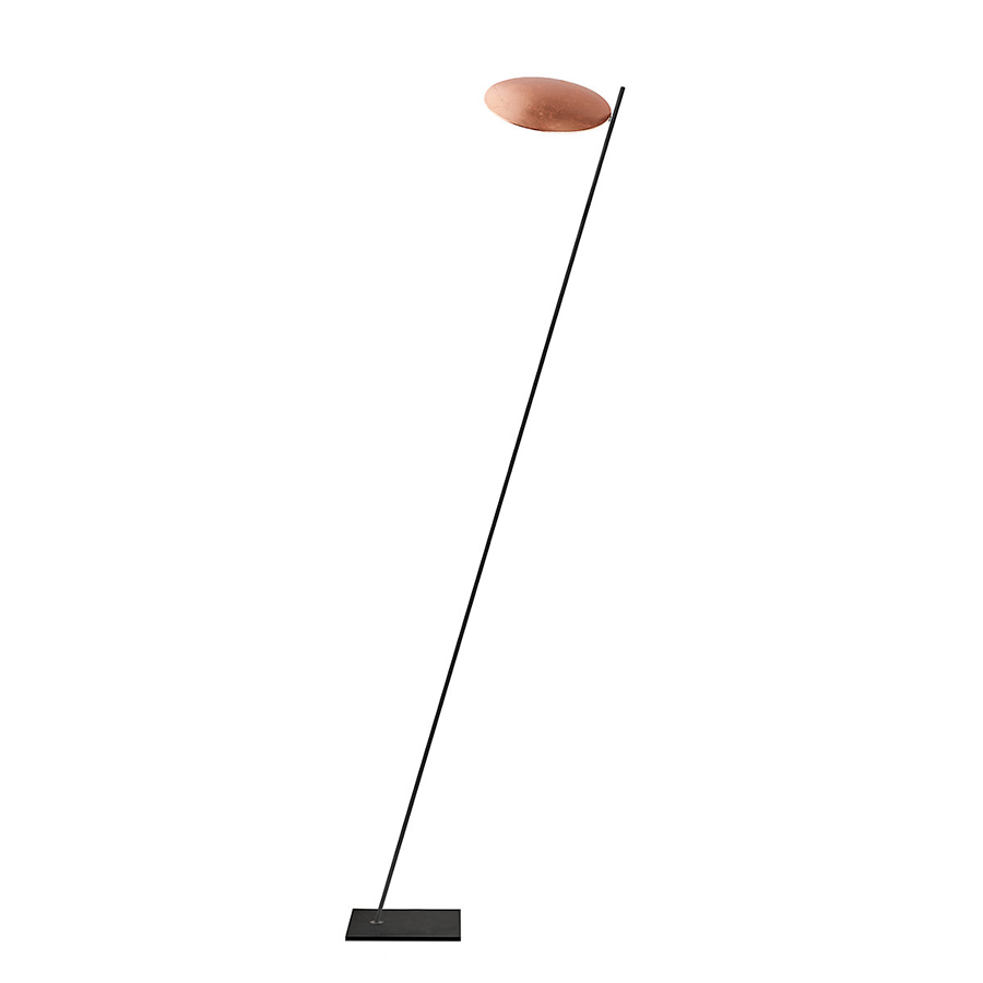 CATELLANI & SMITH lampadaire LEDERAM F0 (Tige noire / disque cuivre - Métal)