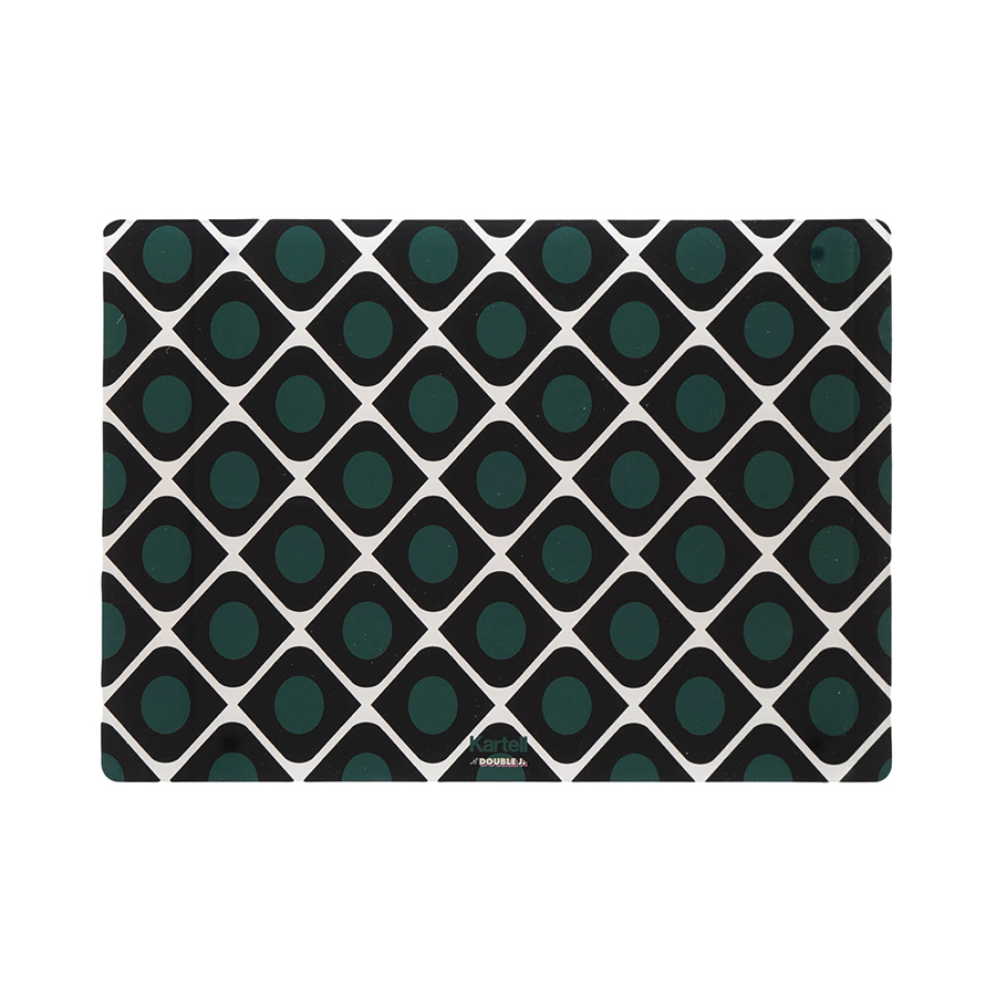 KARTELL set de 4 plateaux napperon rigide L'AMERICANA LA DOUBLE J. (Olive - PMMA imprimé transparent