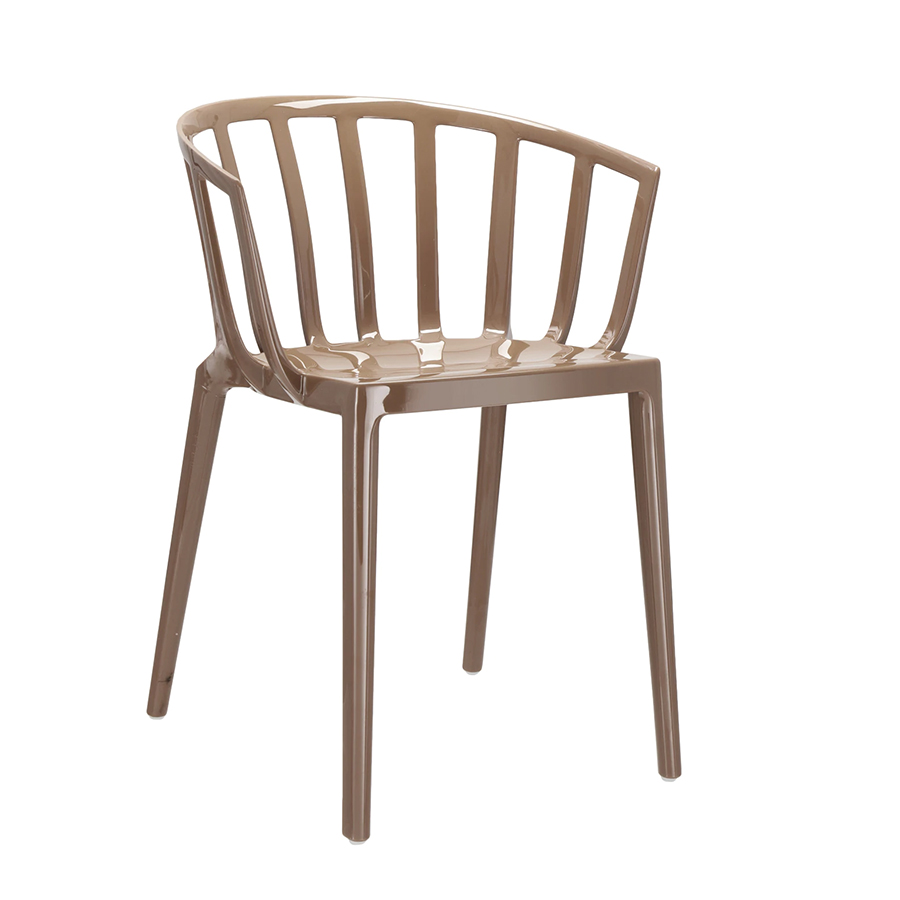 KARTELL set de 2 chaises avec accoudoirs VENICE (Gris tourterelle - Polycarbonate coloré dans la mas