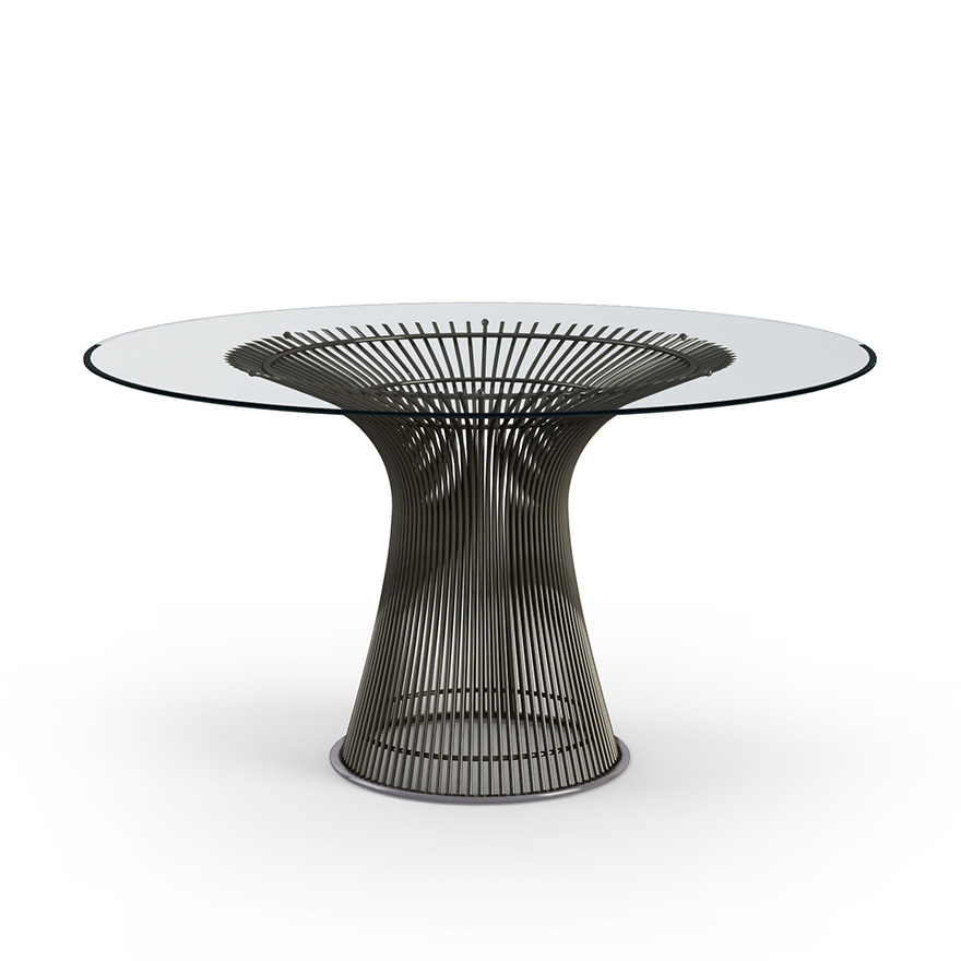 KNOLL table ronde PLATNER Ø 135 cm (Bronze / Transparent - Métal / Cristal)