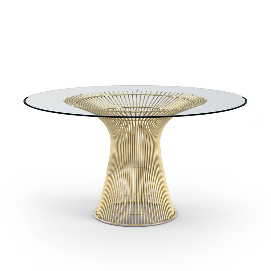 KNOLL table ronde PLATNER Ø 135 cm (Or 18k / Transparent - Métal / Cristal)