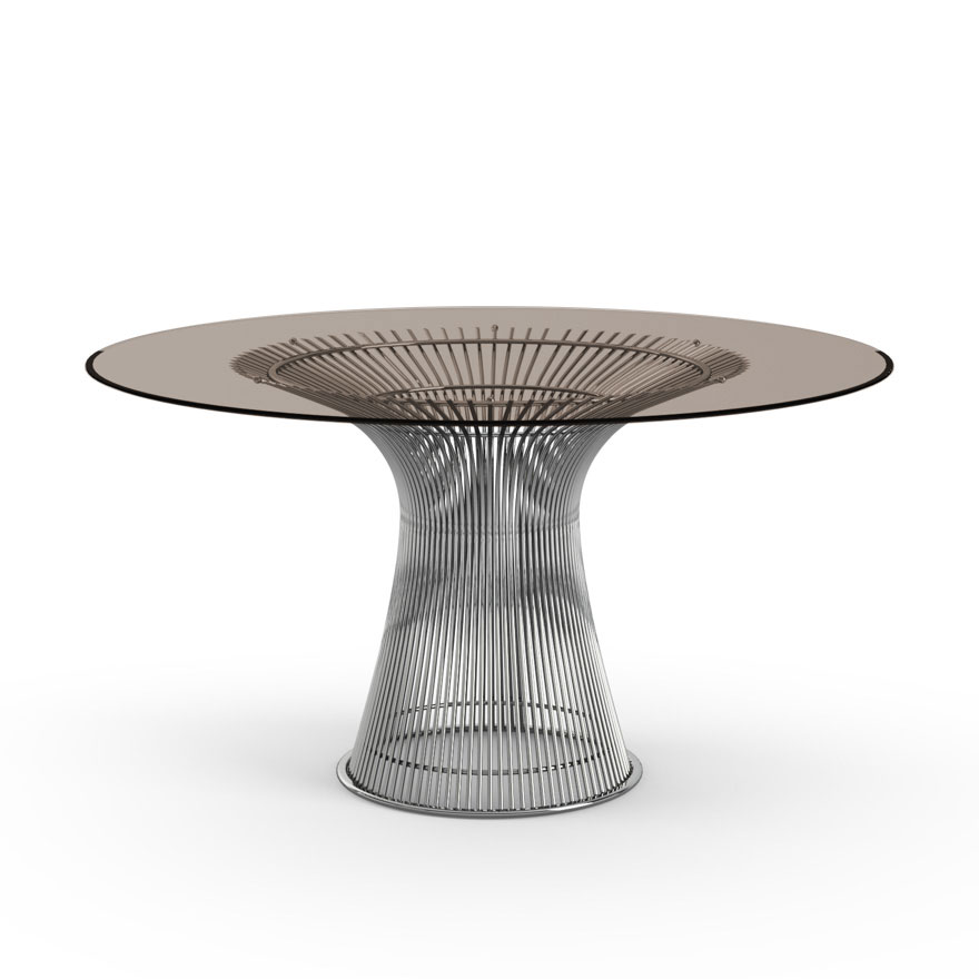 KNOLL table ronde PLATNER Ø 135 cm (Nickel / Bronze - Métal / Cristal)