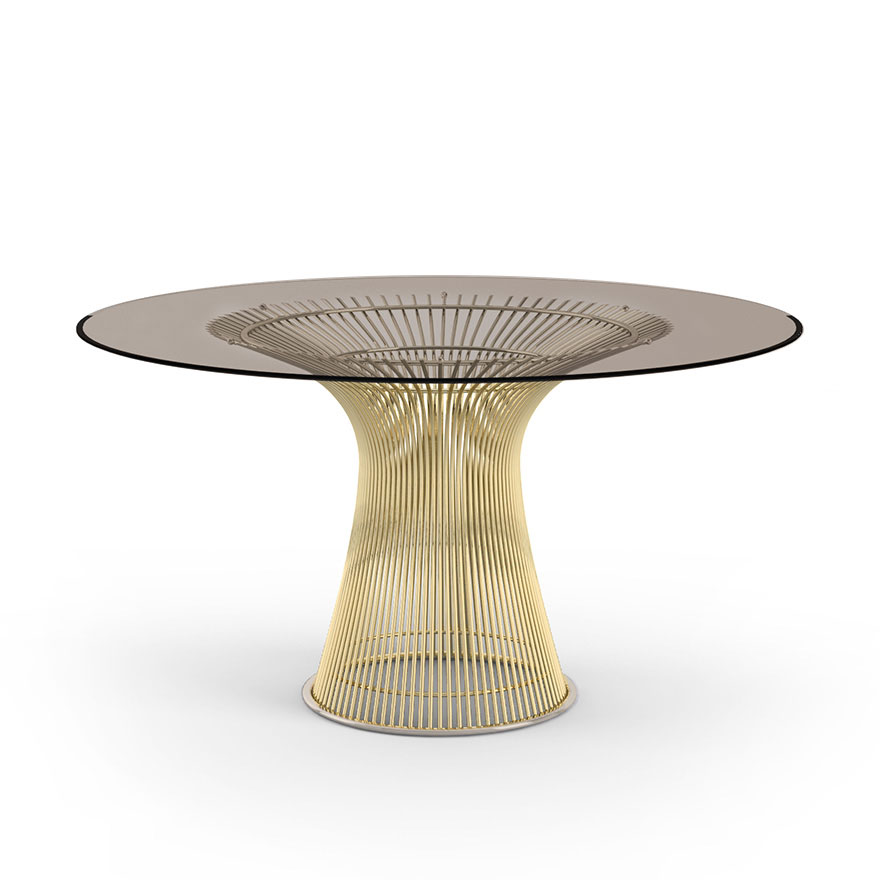 KNOLL table ronde PLATNER Ø 135 cm (Or 18k / Bronze - Métal / Cristal)