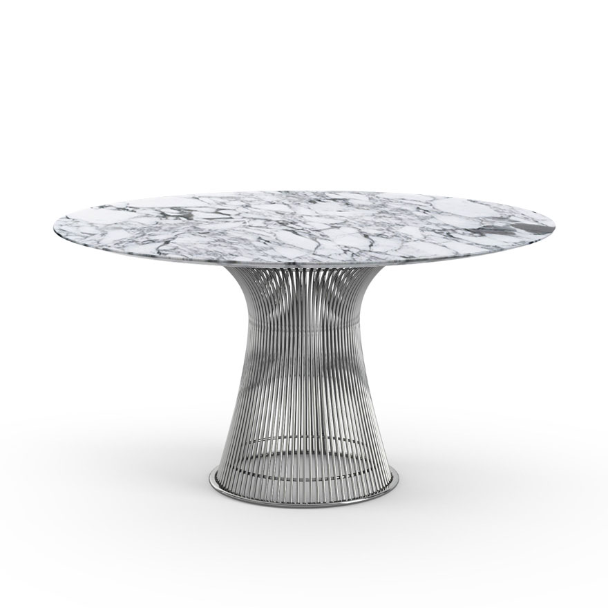 KNOLL table ronde PLATNER Ø 135 cm (Nickel / Arabescato - Métal / marbre)